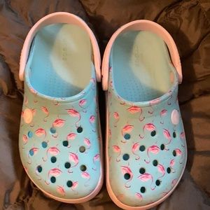 Girls Flamingo Crocs size 12